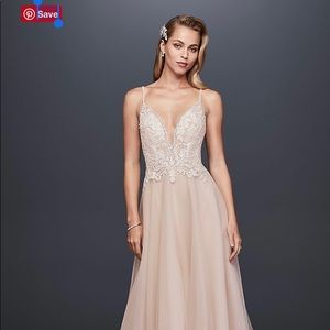 Sheer Beaded Bodice Organza A-line wedding dress